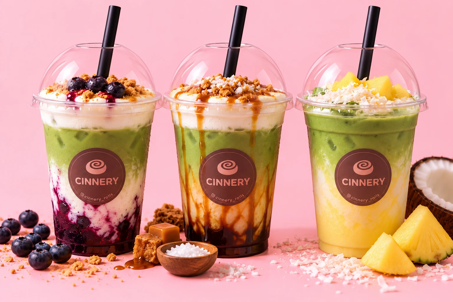 Cinnery iced matcha drinks