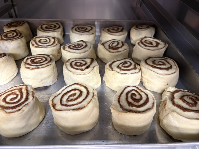 Tray of freshly rolled dough