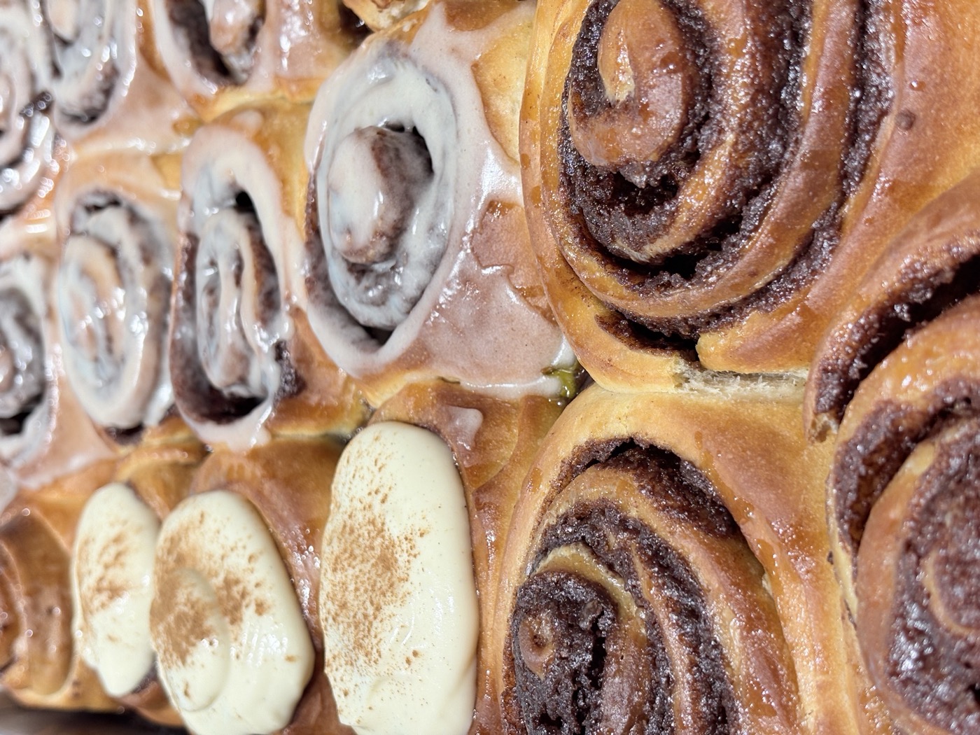 Freshly baked cinnamon rolls with frosting